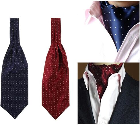 kowaku Ascot Cravat Ties for Men with Silk Pocket Square and Formal Accessories Microfiber Polyester Suitable for Wedding Business Party Gift Giving in Kuwait