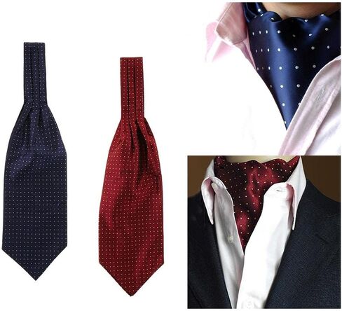 kowaku Ascot Cravat Ties for Men with Silk Pocket Square and Formal Accessories Microfiber Polyester Suitable for Wedding Business Party Gift Giving in Kuwait