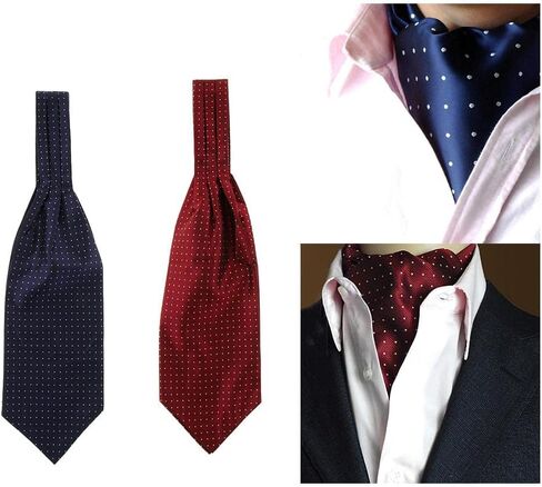 kowaku Ascot Cravat Ties for Men with Silk Pocket Square and Formal Accessories Microfiber Polyester Suitable for Wedding Business Party Gift Giving in Kuwait
