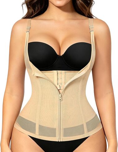 Waist Trainer for Women Corset Shapewear Tummy Control Faja Body Shaper Waist Cincher Zipper Mesh Corset in Saudi Arabia