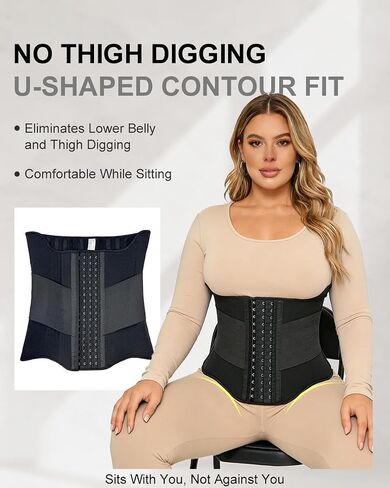 ALINBAIST 13.5" Long Torso Waist Trainer 25 Steel Boned Latex-Free Mesh Corset Dual Straps Tummy Control Girdle for Belly Fat in Saudi Arabia