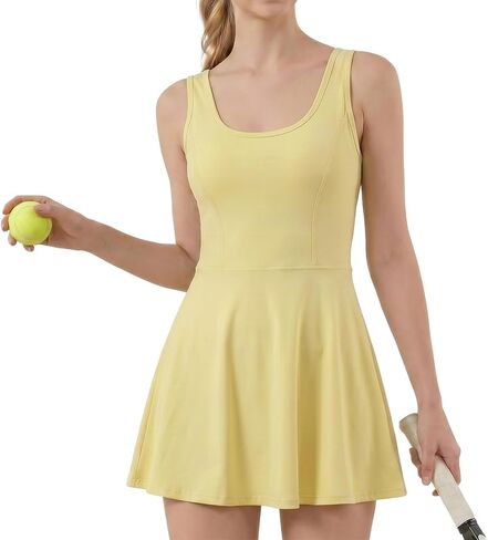 Women's Tennis Flowy Dresses with Shorts Athletic Workout Dress Sleeveless Golf with Pocket in Saudi Arabia