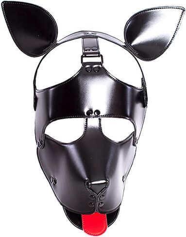Masquerade Dog Head Hood Full Face Puppy Masks Cosplay Leather Masks For Halloween in Saudi Arabia