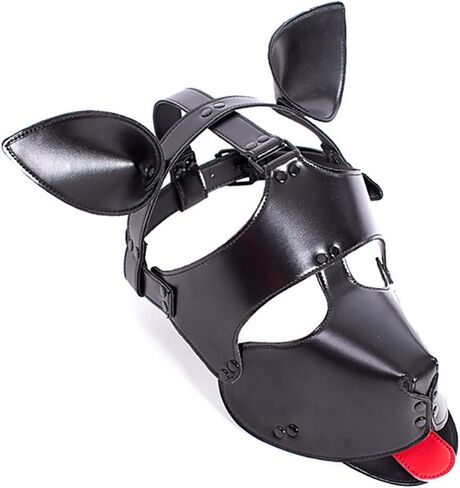 Masquerade Dog Head Hood Full Face Puppy Masks Cosplay Leather Masks For Halloween in Saudi Arabia