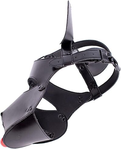 Masquerade Dog Head Hood Full Face Puppy Masks Cosplay Leather Masks For Halloween in Saudi Arabia