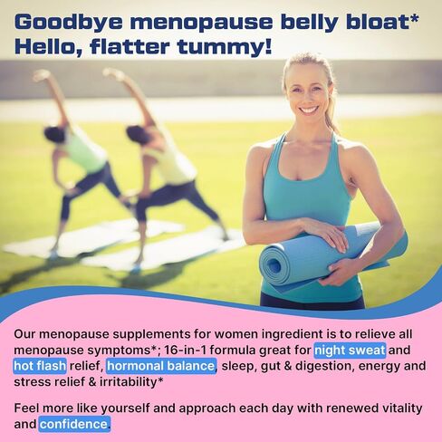 Menopause Supplements for Women Gummies, 16-in-1 Probiotic, Black Cohosh & Ashwagandha for Menopause Relief, Hot Flashes, Hormone Harmony, Mood Swings, Belly Burner* & Gut, Sugar-Free - 60 Gummies in Kuwait