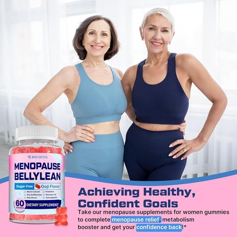 Menopause Supplements for Women Gummies, 16-in-1 Probiotic, Black Cohosh & Ashwagandha for Menopause Relief, Hot Flashes, Hormone Harmony, Mood Swings, Belly Burner* & Gut, Sugar-Free - 60 Gummies in Kuwait