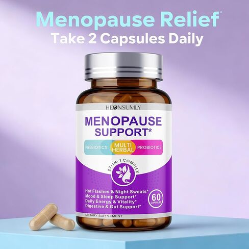 Menopause Supplements for Women, 27-in-1 Multi-Herbal with Prebiotics and Probiotics, Black Cohosh, Ashwagandha, DIM, Menopause Relief for Hot Flashes, Mood Swings & Night Sweats, 60 Capsules in Kuwait