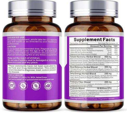 Menopause Supplements for Women, 27-in-1 Multi-Herbal with Prebiotics and Probiotics, Black Cohosh, Ashwagandha, DIM, Menopause Relief for Hot Flashes, Mood Swings & Night Sweats, 60 Capsules in Kuwait