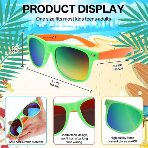 60 Pack Neon Party Sunglasses Bulk, 12 Colors Sun Glasses with UV400 Protection for Kids Adults, Party Favors for Summer Beach, Carnival, Classroom Prize, Goody Bag Stuffer, Birthday Party Supplies in Saudi Arabia