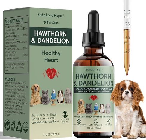 Heartw0rm Prevention for Dogs, Vet Formulated Hawthorn & Dandelion Herbal Supplement | Supports Circulation,Fluid Balance Cardiovascular Wellness|Guards Strong Heart for Cats,Birds,Rabbits,Guinea Pigs in Saudi Arabia