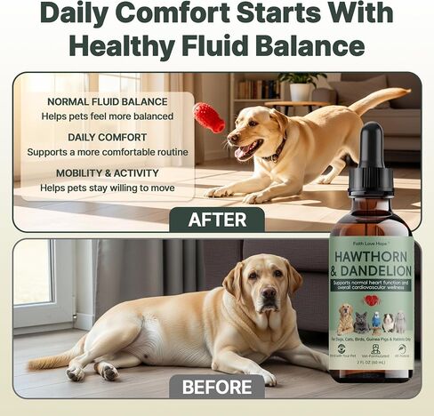 Heartw0rm Prevention for Dogs, Vet Formulated Hawthorn & Dandelion Herbal Supplement | Supports Circulation,Fluid Balance Cardiovascular Wellness|Guards Strong Heart for Cats,Birds,Rabbits,Guinea Pigs in Saudi Arabia