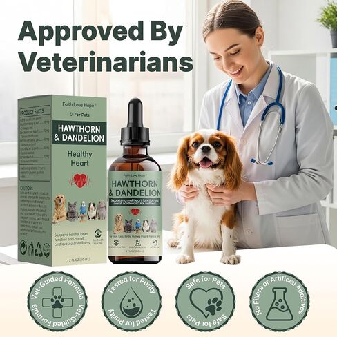 Heartw0rm Prevention for Dogs, Vet Formulated Hawthorn & Dandelion Herbal Supplement | Supports Circulation,Fluid Balance Cardiovascular Wellness|Guards Strong Heart for Cats,Birds,Rabbits,Guinea Pigs in Saudi Arabia