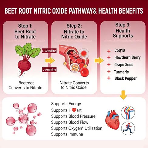 (120 Counts) Beet Root Capsules | with L-Arginine,L-Citrulline CoQ10, Turmeric, Hawthorn Berry | Nitric Oxide Supplement | 60 Days Supply in Saudi Arabia