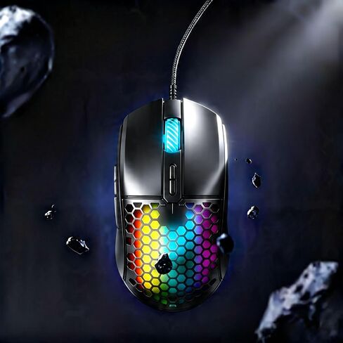 【8 RGB Lighting Effects & 6 Adjustable DPI - USB Ports】2026 Upgrade Edition Gaming Laptop RGB Wired Mouse,70 Inch Cable Length,Up to 7200 DPI, Lightweight,Precise Without Delay, Ergonomically Designed in Saudi Arabia