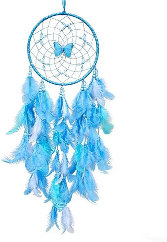 Handmade Feather Dream Catchers, Dream Catchers for Girls with Butterfly, Art Room Decoration for Kids Bedroom, Home Decoration Wedding Party Blessing Gift (Pink) in Saudi Arabia
