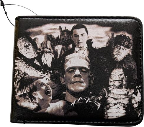 محفظة Rock Rebel Universal Monsters للرجال ثنائية الطي من الجلد الصناعي الأسود in Kuwait