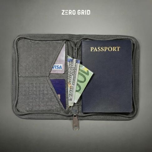 Passport Holder Pack of 2 (Shadow Grey and Rose Pink), RFID Blocking Zippered Travel Document Organizer Wallets, Holds Passports, Cards, Tickets, ID and Cash, Water Resistant Nylon in Saudi Arabia