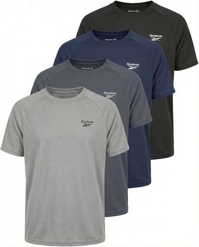 Reebok 4 Pack: Boys' Mesh Short Sleeve Crew Neck T-Shirt - Athletic Misture Wicking Tops for Teens Kids & Youth in Kuwait