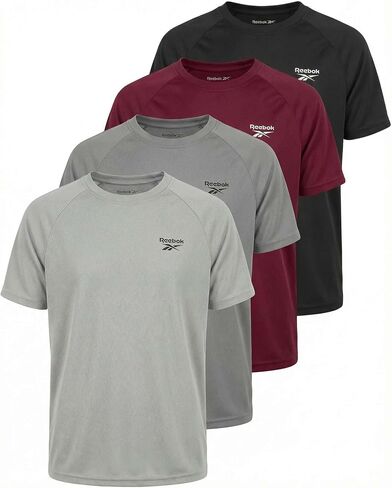 Reebok 4 Pack: Boys' Mesh Short Sleeve Crew Neck T-Shirt - Athletic Misture Wicking Tops for Teens Kids & Youth in Kuwait