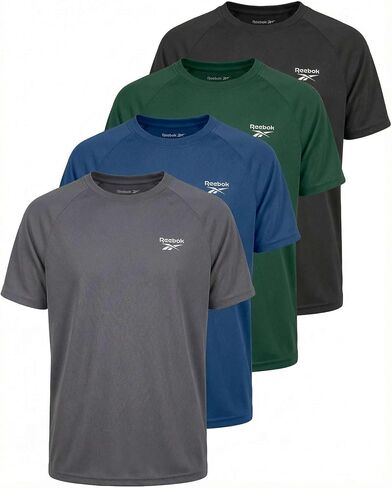 Reebok 4 Pack: Boys' Mesh Short Sleeve Crew Neck T-Shirt - Athletic Misture Wicking Tops for Teens Kids & Youth in Kuwait