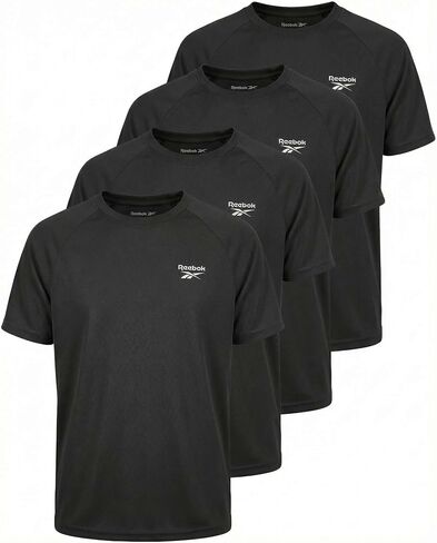 Reebok 4 Pack: Boys' Mesh Short Sleeve Crew Neck T-Shirt - Athletic Misture Wicking Tops for Teens Kids & Youth in Kuwait