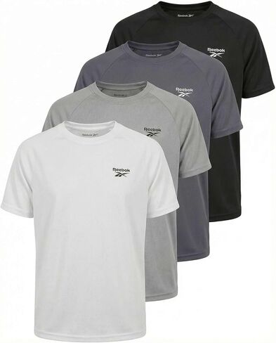 Reebok 4 Pack: Boys' Mesh Short Sleeve Crew Neck T-Shirt - Athletic Misture Wicking Tops for Teens Kids & Youth in Kuwait