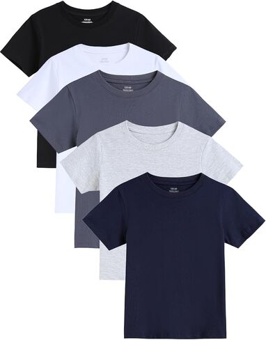 5 Pack Boys Shirts Short Sleeve Cotton Tshirts for Boys Kids T-Shirts Tees Clothes Summer Tops Size 5-14 Year in Saudi Arabia