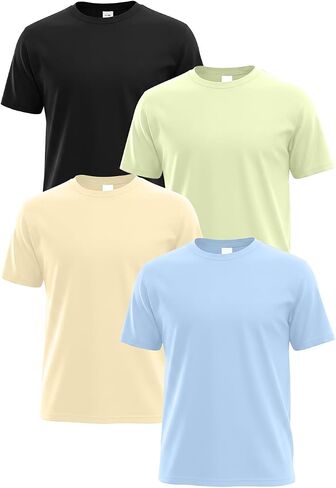 PureChapter 4 Pack Boys Short Sleeve Crewneck T-Shirts Plain Graphic Tees Set for Big Boys Summer Clothes Casual Shirts in Kuwait
