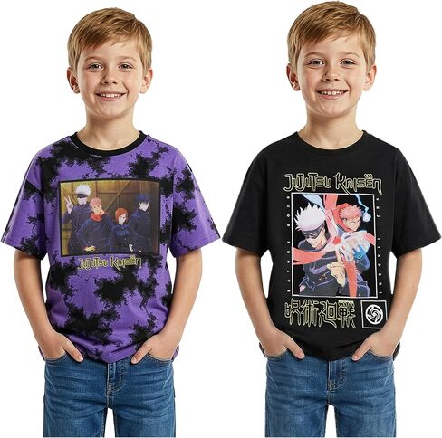 Get Trend Jujutsu Kaisen | Hunter x Hunter | Spy x Family Boys T Shirts, 2 Pack Short Sleeve Tops, Graphic Tees, Anime Gifts in Kuwait