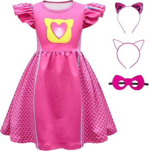 Superhero Dress Princess Costume, Cat Ears Headbands and Mask, For 4-8Y For Birthday Halloween Christmas in Saudi Arabia