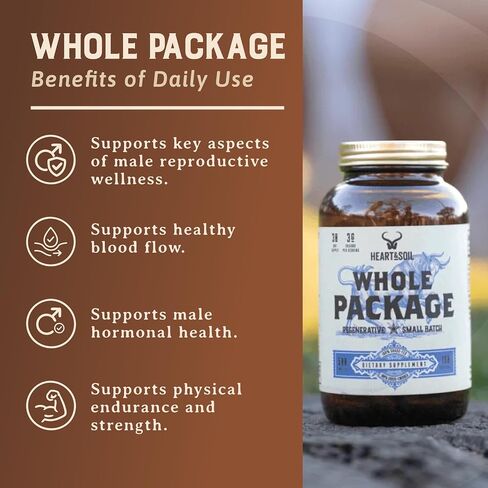 Heart & Soil – Whole Package – 100% Grass Fed & Finished Testicle, Liver & Blood Extract – Supports Male Reproductive Wellness, Hormonal Health, Energy Output & Physical Endurance – 180 Capsules in Saudi Arabia