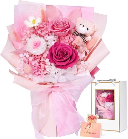 Waipfaru Preserved Flowers, Purple Fresh Bouquet with Gift Box, Flowers for Delivery Prime, Forever Flowers for Women Birthday Gift, Anniversary, Teacher, Mother Day, Valentines Day Gifts for Her in Kuwait
