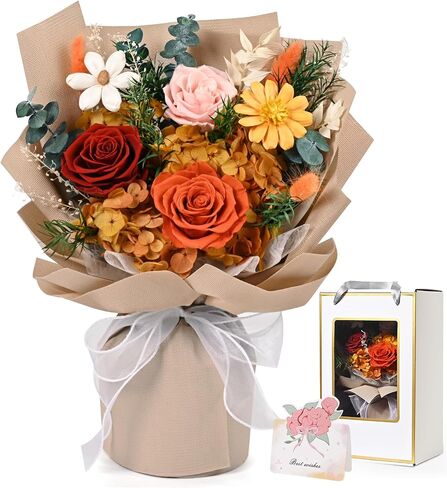 Waipfaru Preserved Flowers, Purple Fresh Bouquet with Gift Box, Flowers for Delivery Prime, Forever Flowers for Women Birthday Gift, Anniversary, Teacher, Mother Day, Valentines Day Gifts for Her in Kuwait