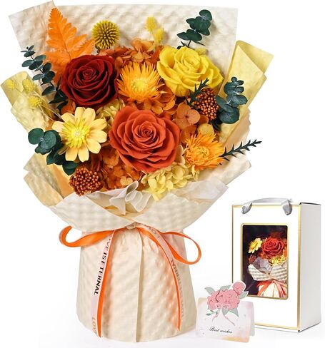 Waipfaru Preserved Flowers, Purple Fresh Bouquet with Gift Box, Flowers for Delivery Prime, Forever Flowers for Women Birthday Gift, Anniversary, Teacher, Mother Day, Valentines Day Gifts for Her in Kuwait