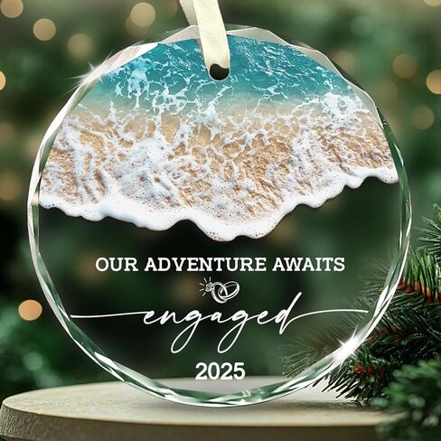 Engagement Gift for Couple - Our Adventure Awaits Engaged 2026 Glass Ornament - Engagement Gift for Bride to Be Newly Engaged Couples - Fiancee Fiance Christmas Ornament Party Decorations in Saudi Arabia