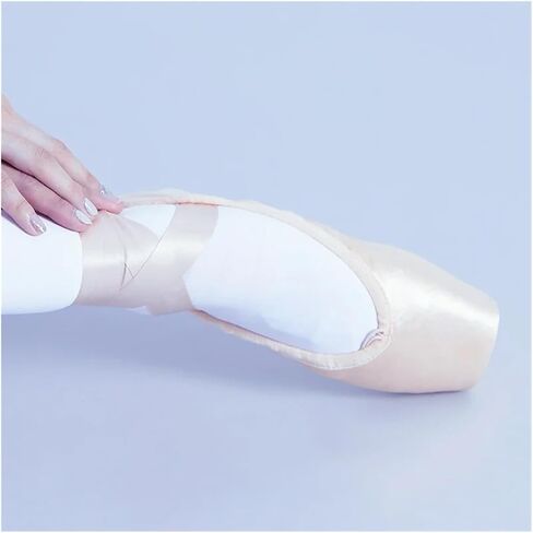 Adult Kids Ballet Pointe Practice Shoes Pink Satin Girls Women Dance Shoes with Ribbons Silicone Toe Pad(Pink and pad,14) in Kuwait