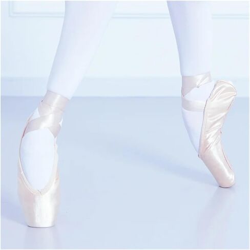 Adult Kids Ballet Pointe Practice Shoes Pink Satin Girls Women Dance Shoes with Ribbons Silicone Toe Pad(Pink and pad,14) in Kuwait