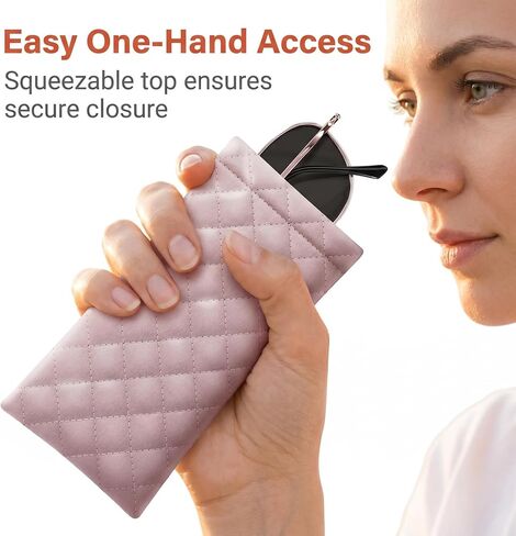 3 Pcs Soft Glasses Case for Women and Men, PU Leather Portable Slim Sunglasses Pouch, Squeeze Top Soft Eyeglasses Protective Holder, Travel Eyeglass Case for Sunglasses and Prescription Glasses in Saudi Arabia