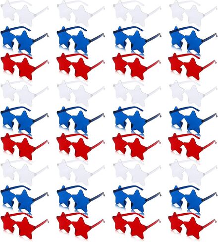 CIEHER 36-Pack Red White Blue Star Sunglasses - Patriotic Rimless Star Shaped Glasses for 4th of July in Kuwait