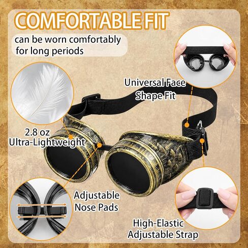10 Pairs Vintage Steampunk Goggles, Mad Scientist Goggles Cosplay Punk Glasses for Adult, Women, Men Halloween Costume in Saudi Arabia