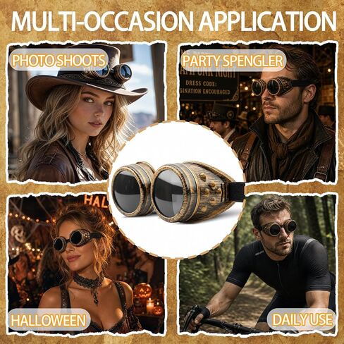 10 Pairs Vintage Steampunk Goggles, Mad Scientist Goggles Cosplay Punk Glasses for Adult, Women, Men Halloween Costume in Saudi Arabia