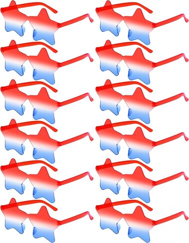 Seifar 4th of July Star Glasses Bulk Red White Blue Rimless Glasses for 250th Anniversary Independence Day Party Accessory in Saudi Arabia