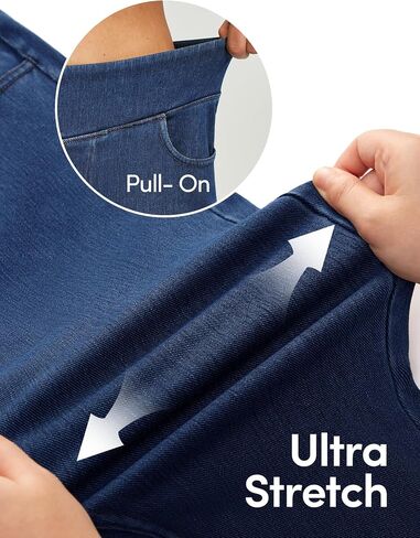 IUGA Stretchy Capri Jeans for Women Pull On Denim Capris High Waisted Cropped Wide Leg Capri Pants for Women with Pockets in Saudi Arabia