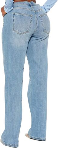 BessCops Straight Leg Jeans for Women High Waisted Wide Leg Stretchy Loose Denim Pants in Kuwait