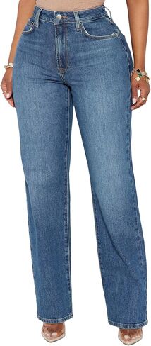 BessCops Straight Leg Jeans for Women High Waisted Wide Leg Stretchy Loose Denim Pants in Saudi Arabia
