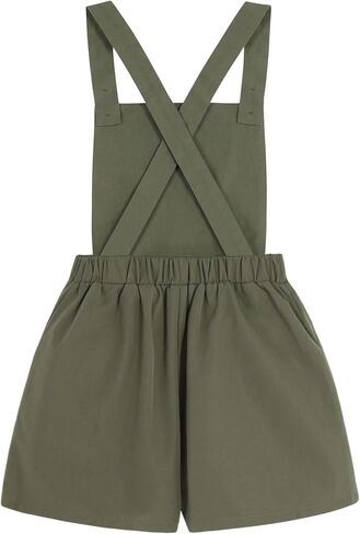 Girls Utility Jumpers Sleeveless Overalls Shorts Cross Back Rompers with Pockets in Kuwait