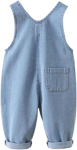 DINGDONG'S CLOSET Baby Toddler Kid Girl Denim Flower Pocket Overalls Suspenders in Saudi Arabia