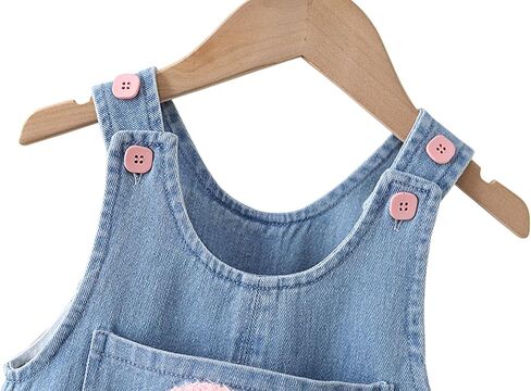 DINGDONG'S CLOSET Baby Toddler Kid Girl Denim Flower Pocket Overalls Suspenders in Saudi Arabia