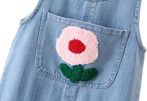 DINGDONG'S CLOSET Baby Toddler Kid Girl Denim Flower Pocket Overalls Suspenders in Saudi Arabia